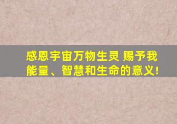 感恩宇宙万物生灵 赐予我能量、智慧和生命的意义!